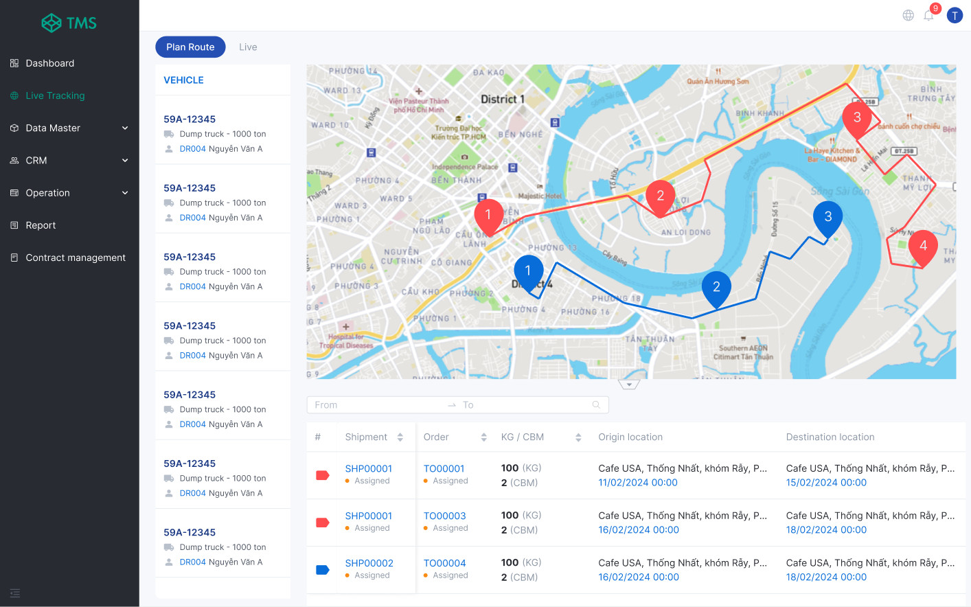 Enhancing transport management efficiency with the 'Live Tracking' feature